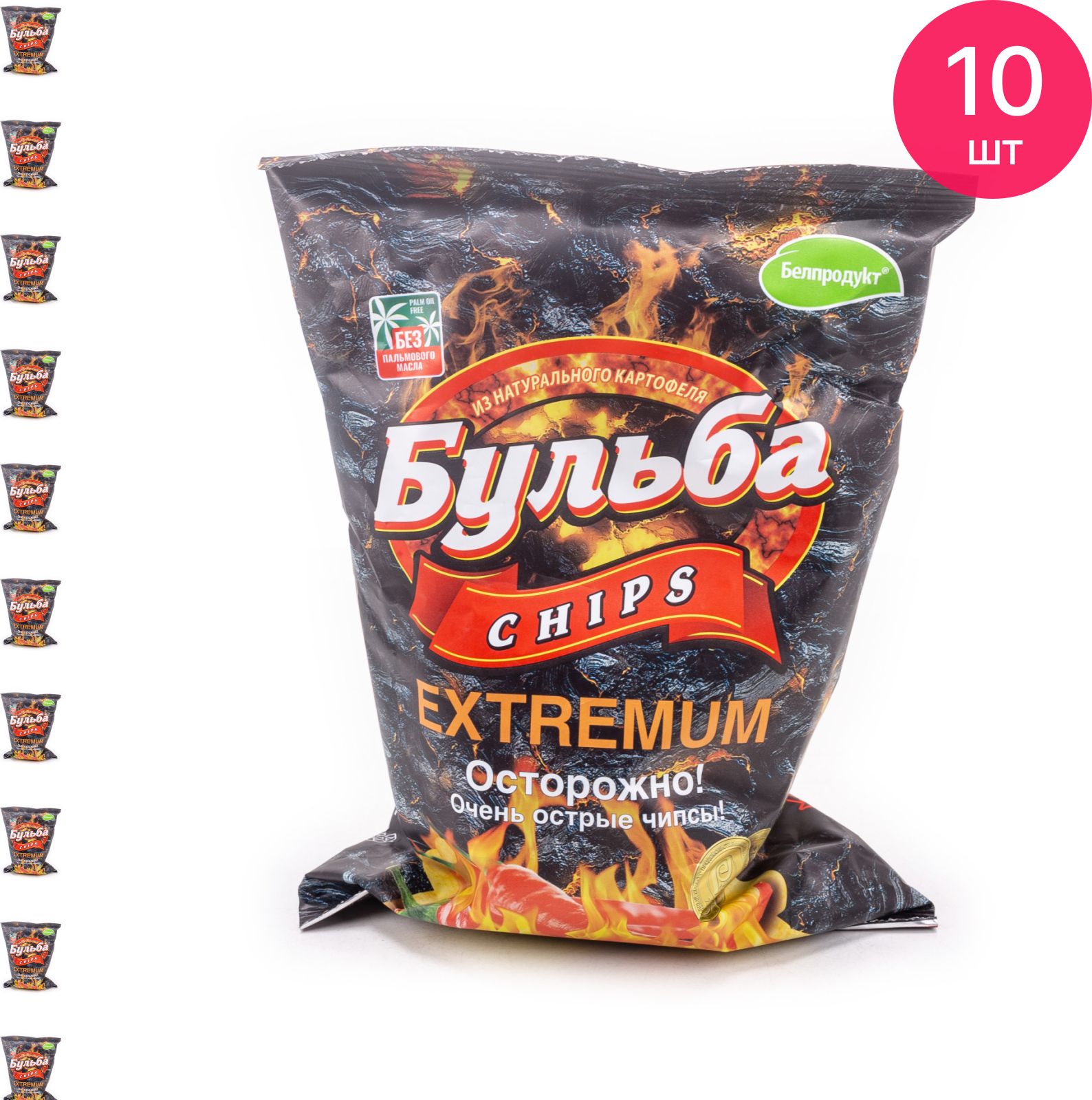 Картофельные чипсы Белпродукт Бульба Chips Extremum со вкусом острого перца  520ккал в пачке 75г / снеки / быстрый перекус (комплект из 10 шт)