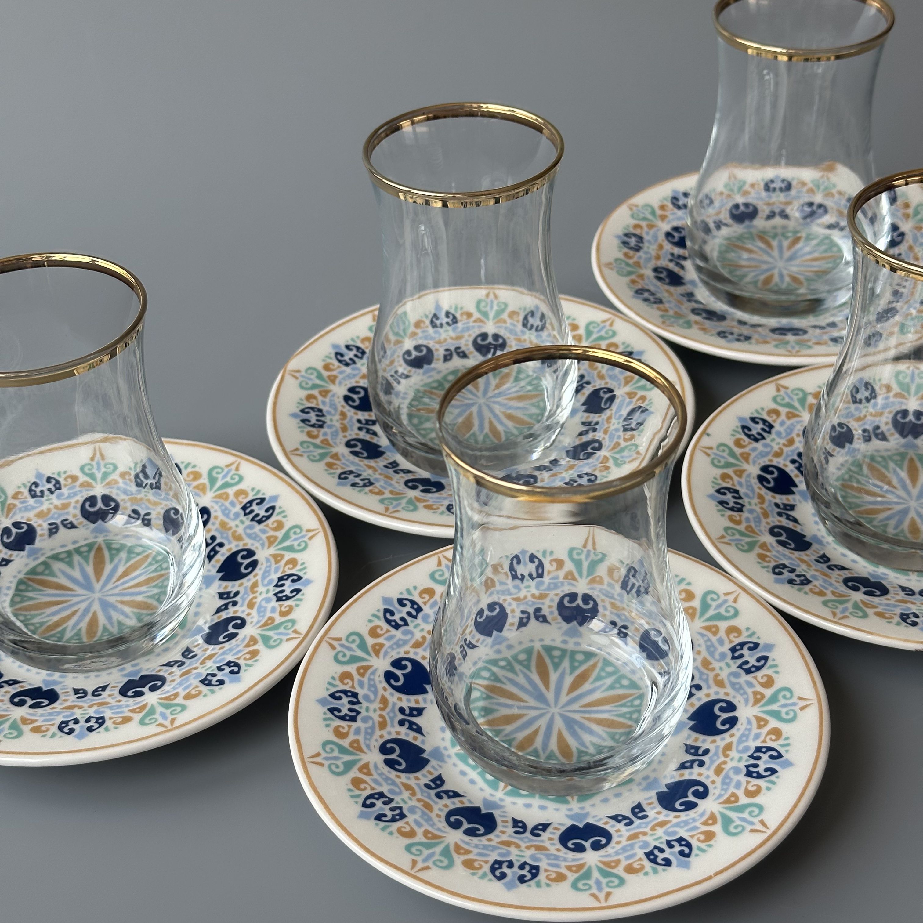 Турецкий чайный сервиз. Заказать турецкий сервиз. Сервиз чайный гуси на 6 персон 15пр. Османский сервиз. Турецкая посуда.