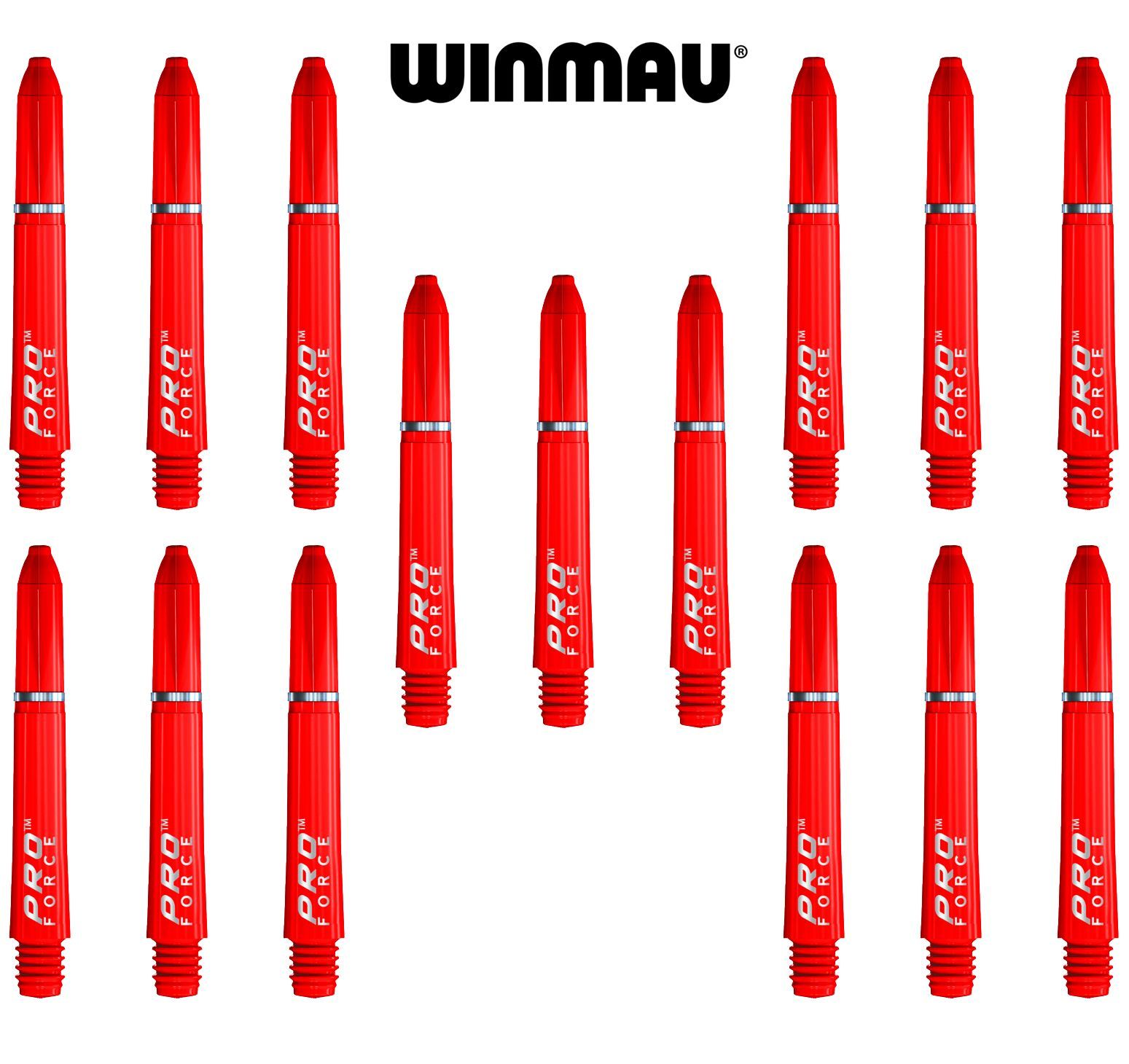 Короткие хвостовики (15 шт) для дротиков Winmau Pro Force (Red, Short, 35mm). Аксессуары для Дартс. Красный цвет.