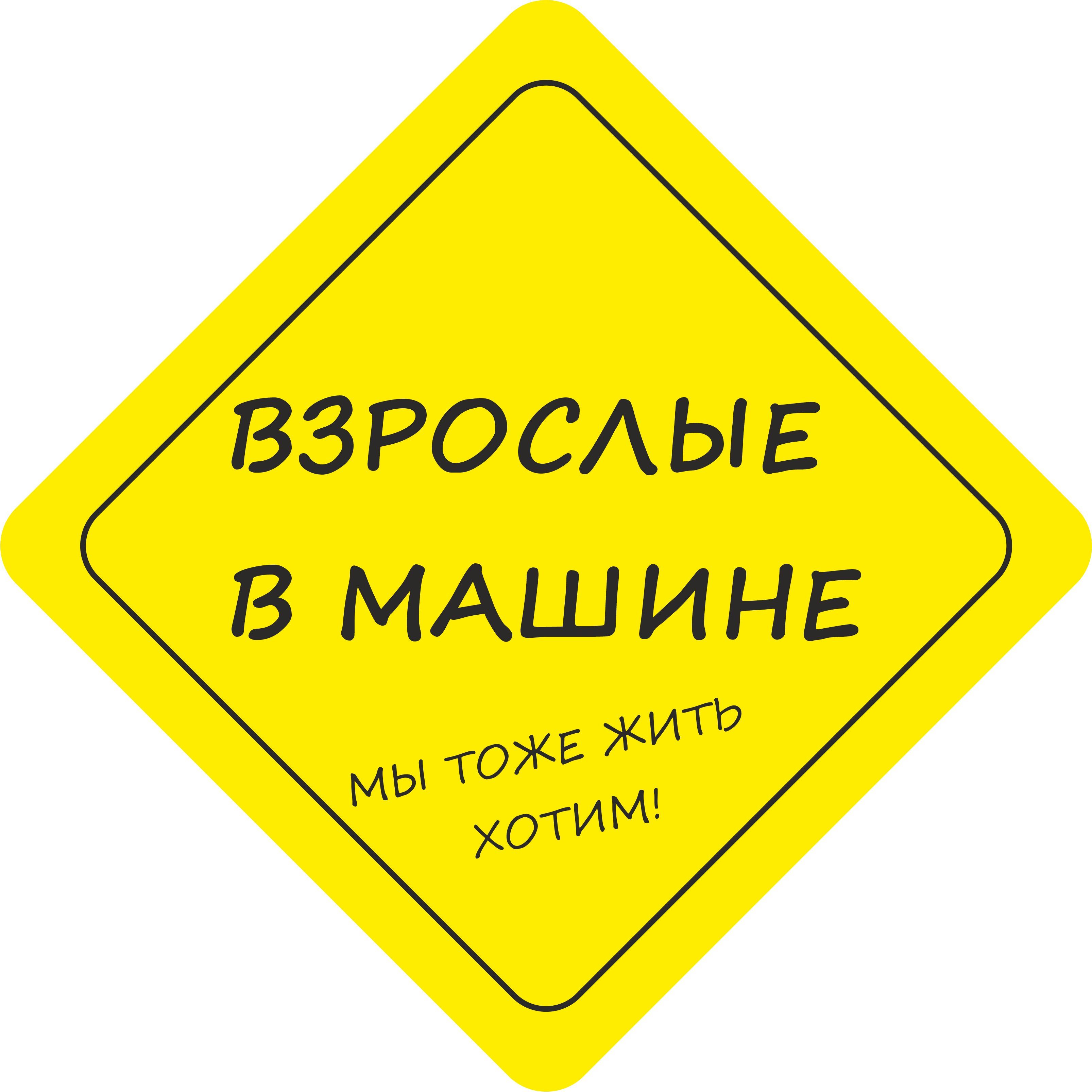 Наклейка на автомобиль - Взрослые в машине - купить по выгодным ценам в  интернет-магазине OZON (927664207)