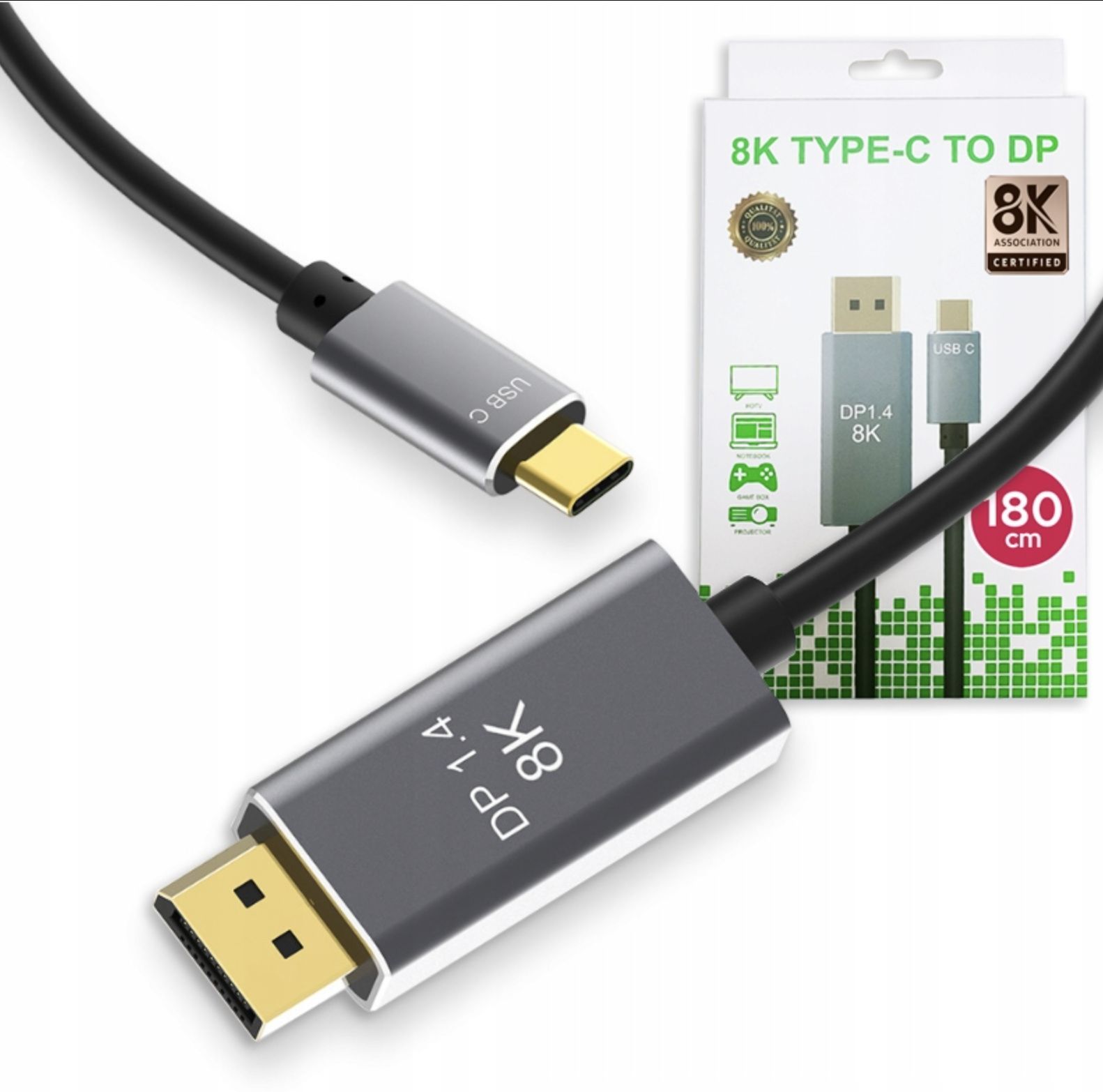 ВидеокабельUSBType-C/DisplayPort,1.8м,серый