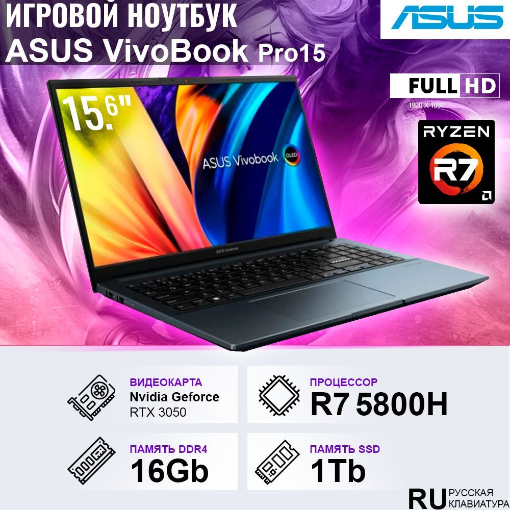 Ноутбук ASUS VIVOBOOK Pro 15 m6500qc-hn058. M6500qc. Asus vivobook m6500qc hn058