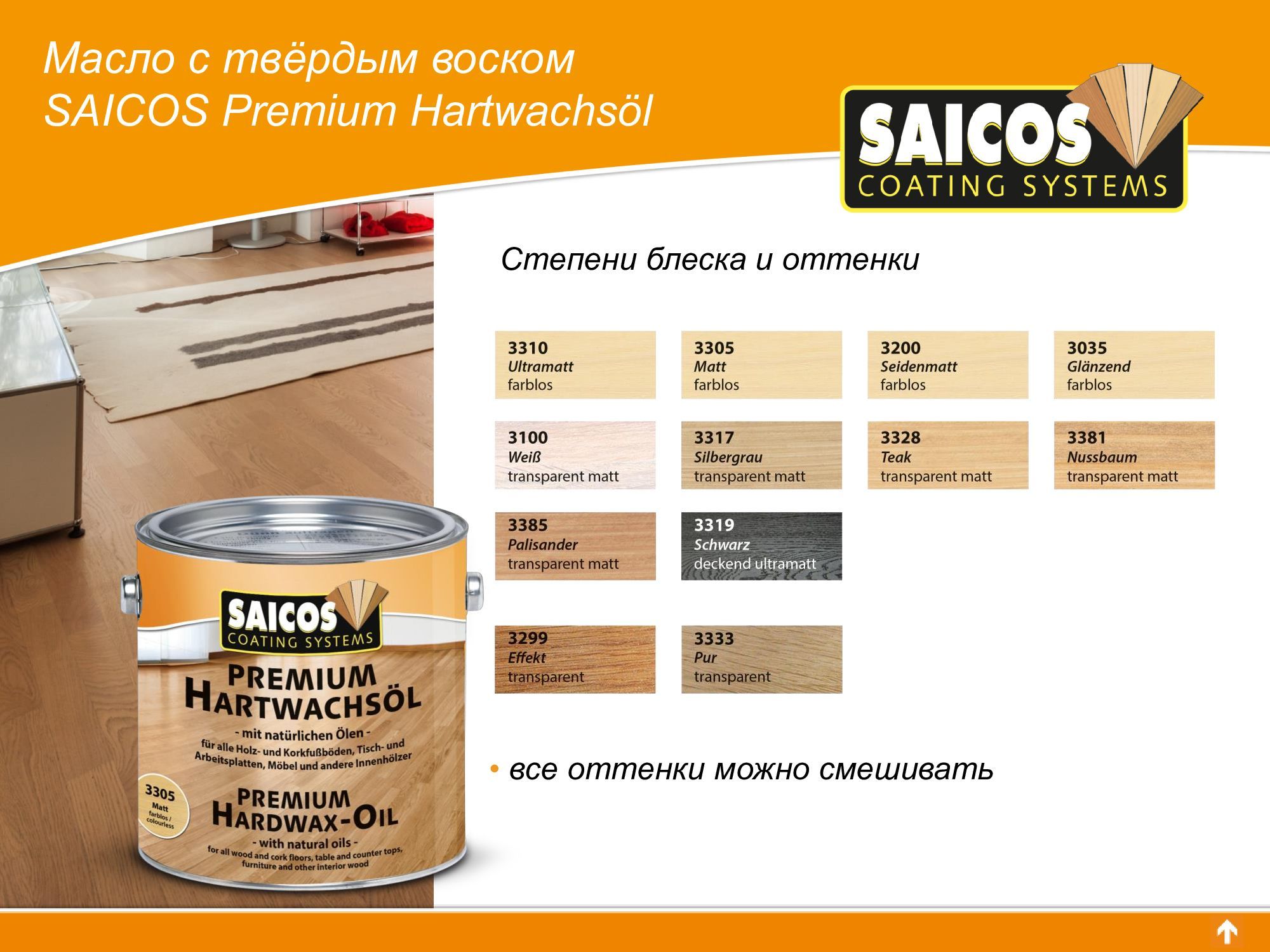 Масло с твердым воском Saicos Premium Hartwachsöl