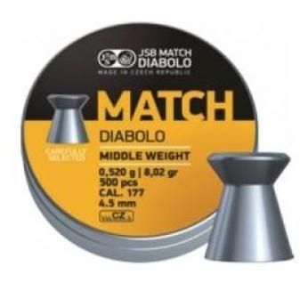 Пули пневматические JSB Yellow Match Diabolo 4,5 мм 0,52 грамма (500шт.)