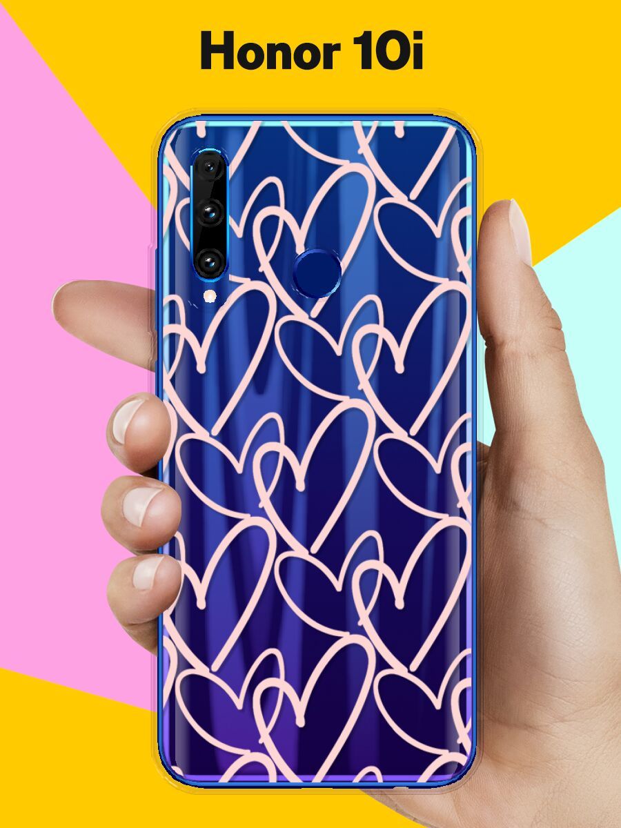 Силиконовый чехол Сердца на Honor 10i - купить с доставкой по выгодным  ценам в интернет-магазине OZON (222692436)