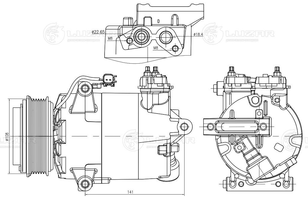 Компрессор кондиционера/ Ford Transit 2.2D 13>