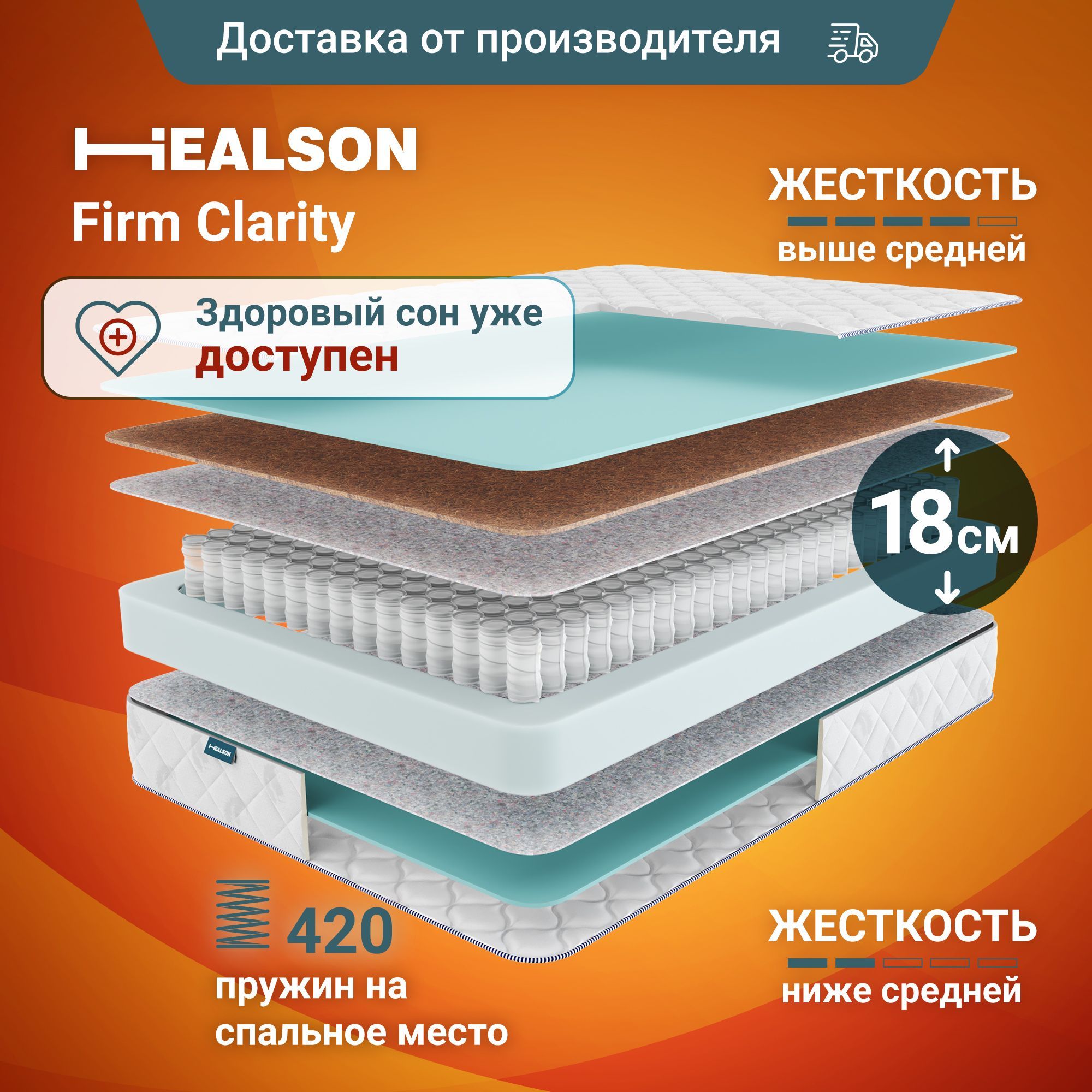 Матрас анатомический на кровать. Healson Firm clarity 160х200