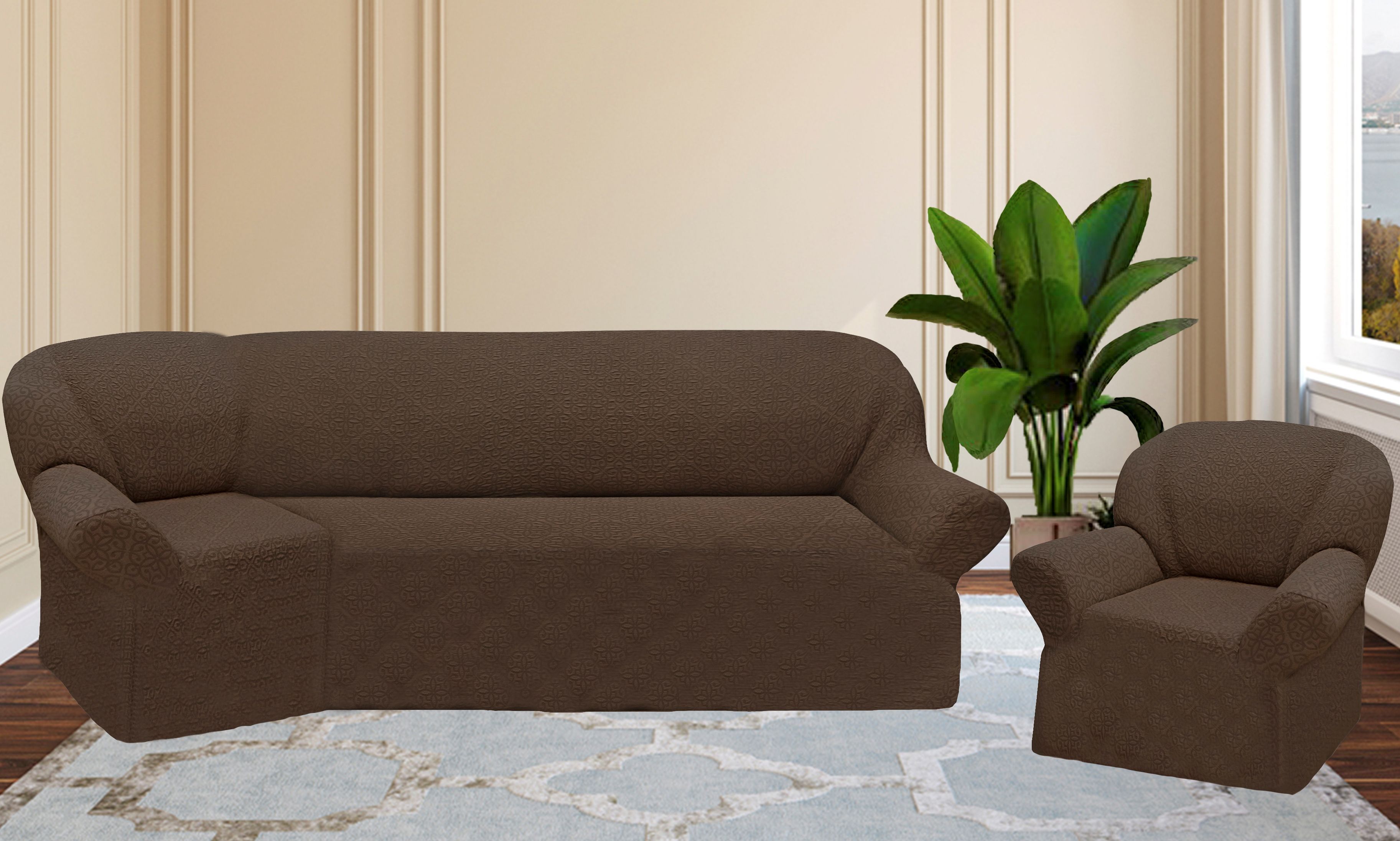 Комплект диван и кресла бежевый
