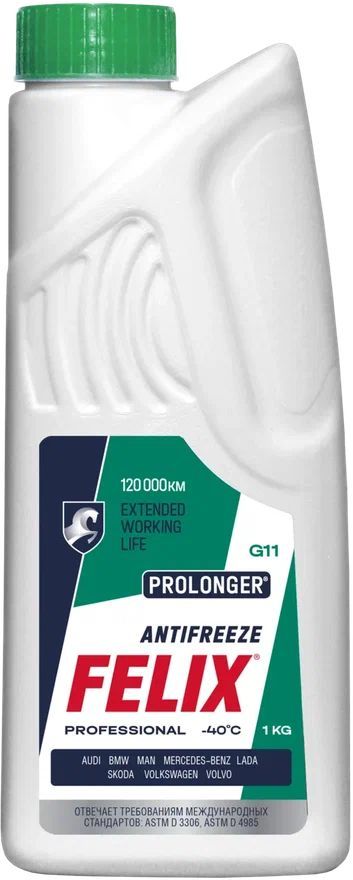 Антифриз FELIX PROLONGER G-11 (-40) зелёный 1кг