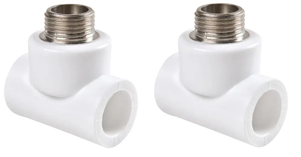 тройник металлопласт 20-20-20. рез. тройник полипропилен 25х25х1/4. тройник 32х1/2 х32 нр. 20*1/2 белый (политек).