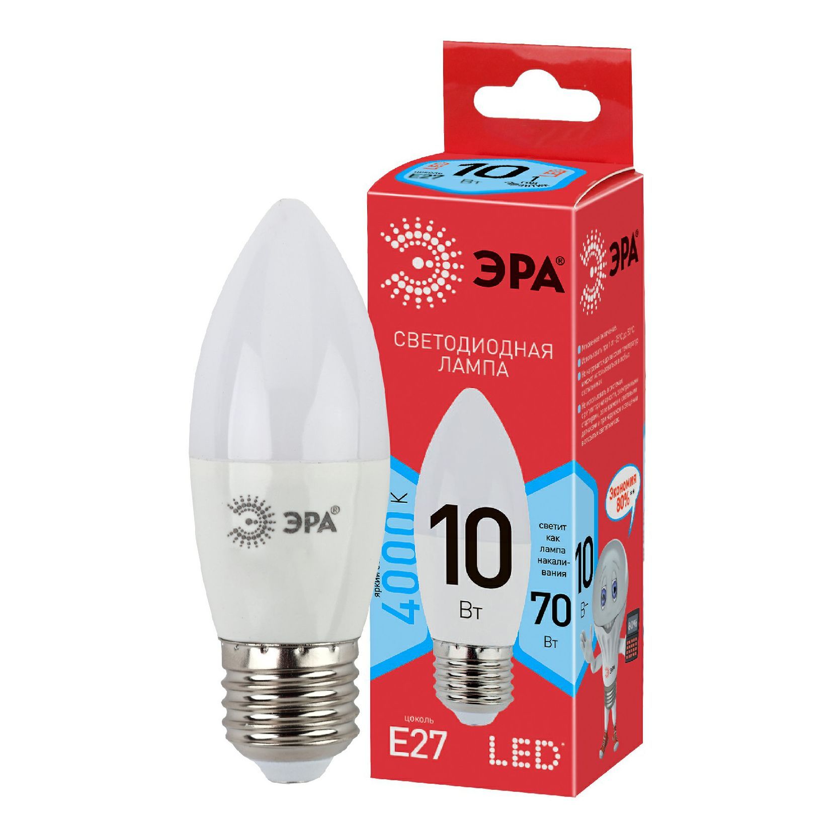 Лампа светодиодная эра led eco. Эра f-led a60-7w-827-e27.