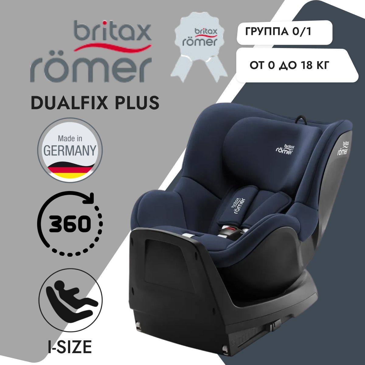 Детское автокресло Britax Romer Dualfix Plus, группа 0+1 Moonlight Blue