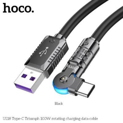 hoco Кабель для мобильных устройств USB 3.0 Type-A/USB Type-C, 1.2 м, серый металлик, черный