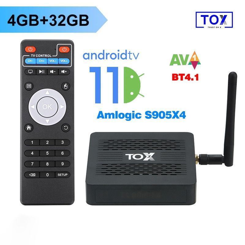 UgoosМедиаплеерTOX34/32GbAndroidTVприставканаAmlogicS905X4Android,4ГБ/32ГБ,Bluetooth,ИК-порт(IrDA),черный