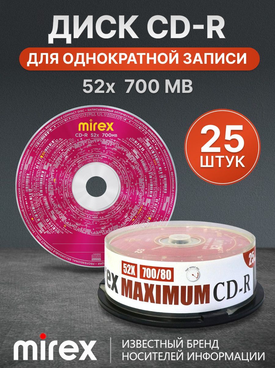 Mirex Диск для записи CD-R, 700 МБ, 25 шт - купить с доставкой по выгодным  ценам в интернет-магазине OZON (941134243)