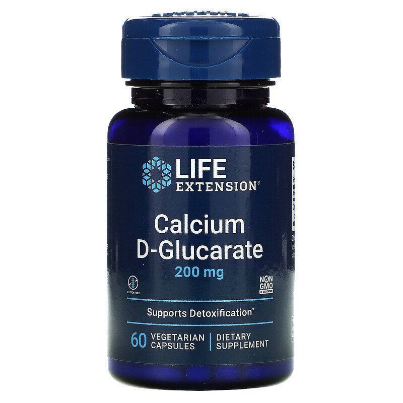 Кальций глюкорат, 200 мг, 60 капсул, Life Extension Calcium D-Glucarate