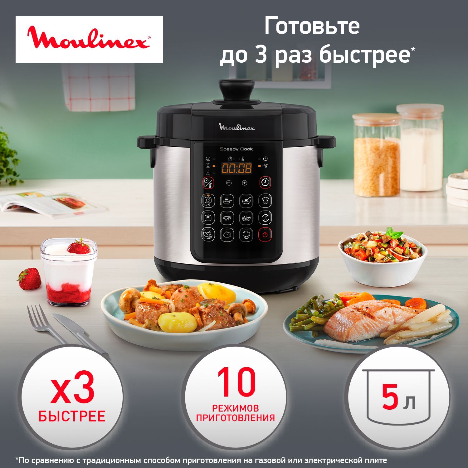 Мультиварка Moulinex Ce222D32 купить на OZON по низкой цене в Армении,  Ереване