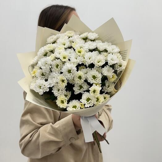 Boom Bouquet Кустовые хризантемы, цвет белый,  7 шт