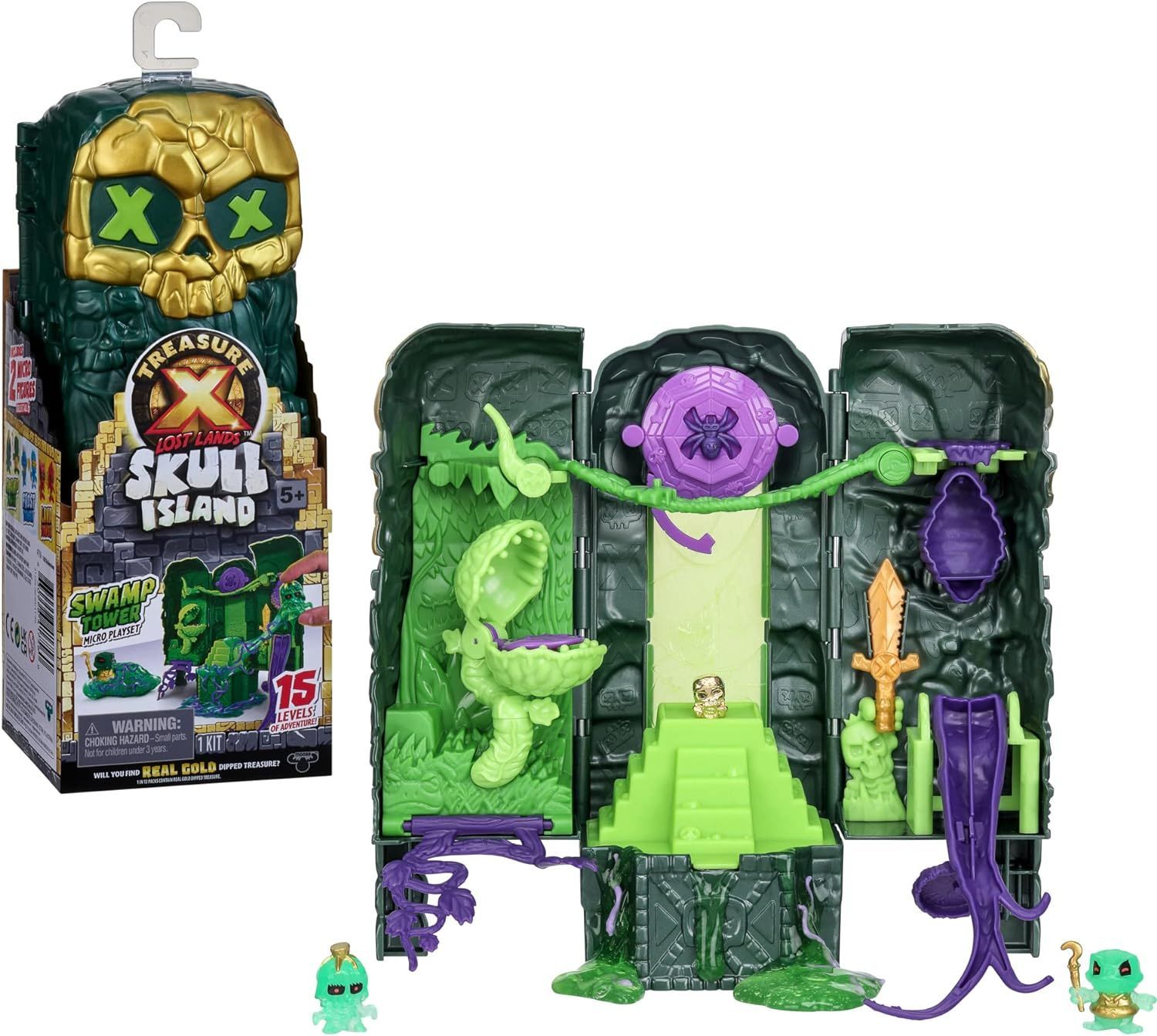 Игровой набор Treasure X Lost Lands Skull Island Swamp Tower Micro Playset,  15 уровней приключений.