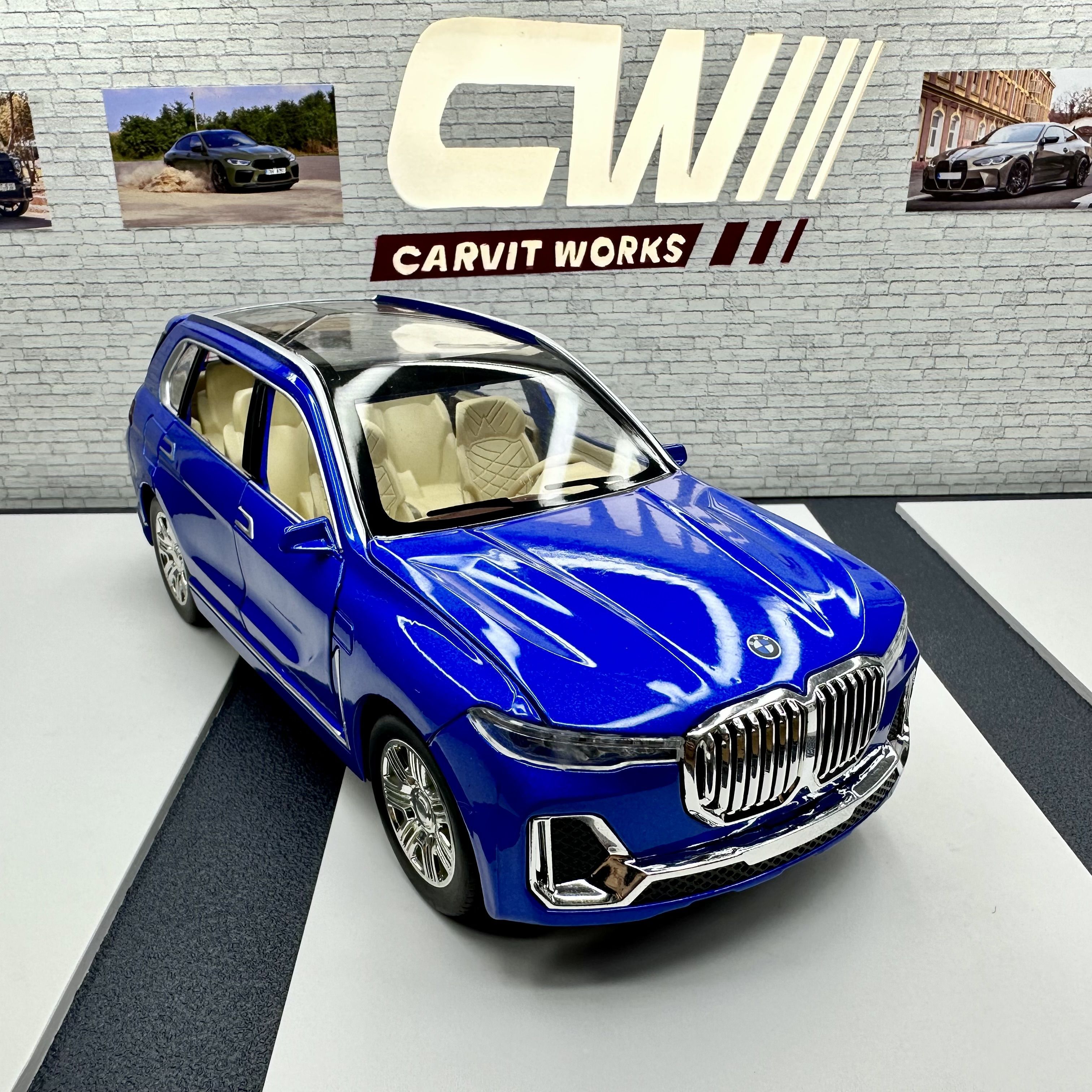 Машинка металлическая инерционная BMW X7 синяя, длина 21 см., масштаб 1:24,  свет и звук, открываются двери, капот и багажник - купить с доставкой по  выгодным ценам в интернет-магазине OZON (1524727442)