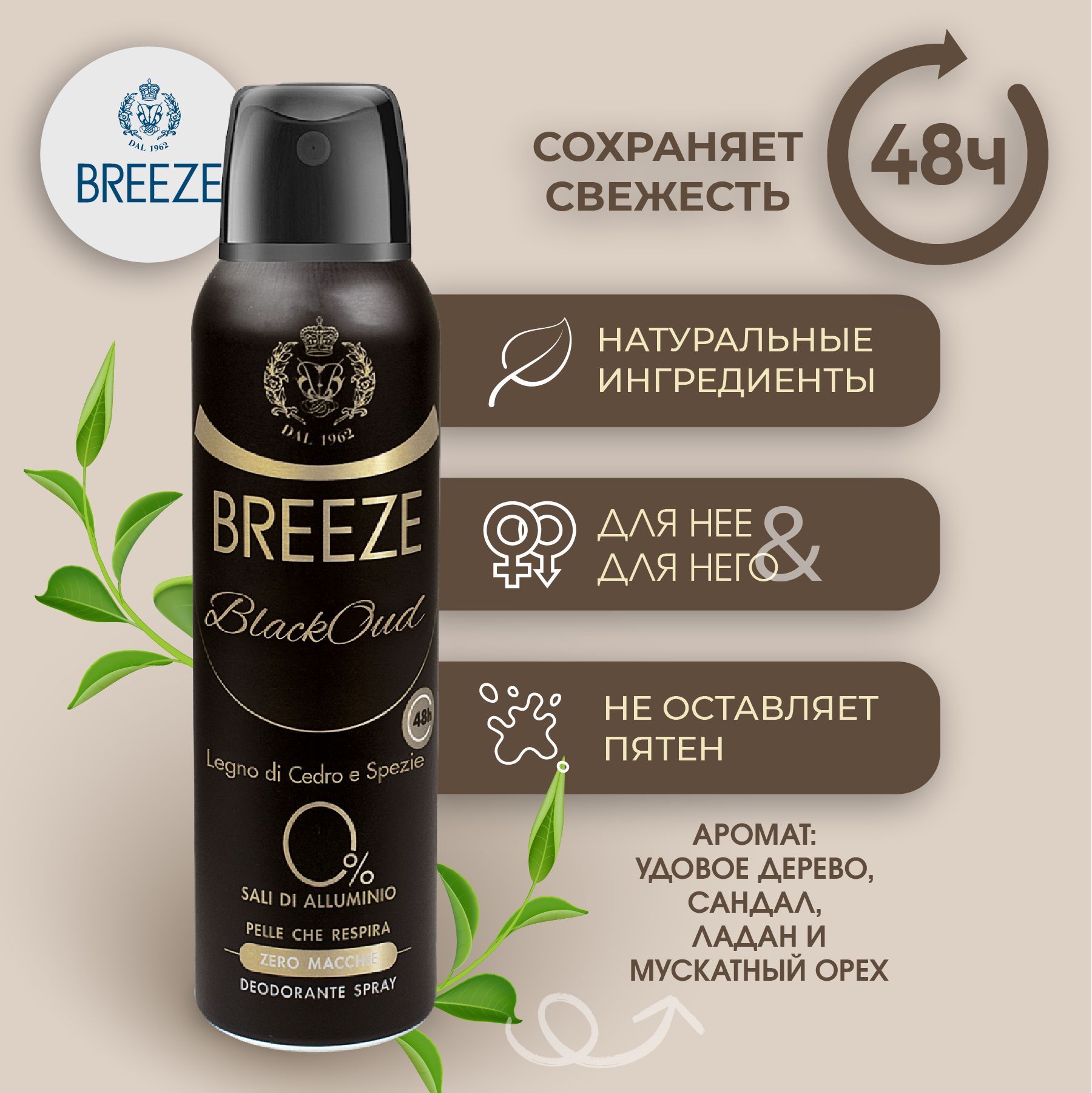 BREEZE Дезодорант для тела в аэрозольной упаковке BlackOud 150 мл