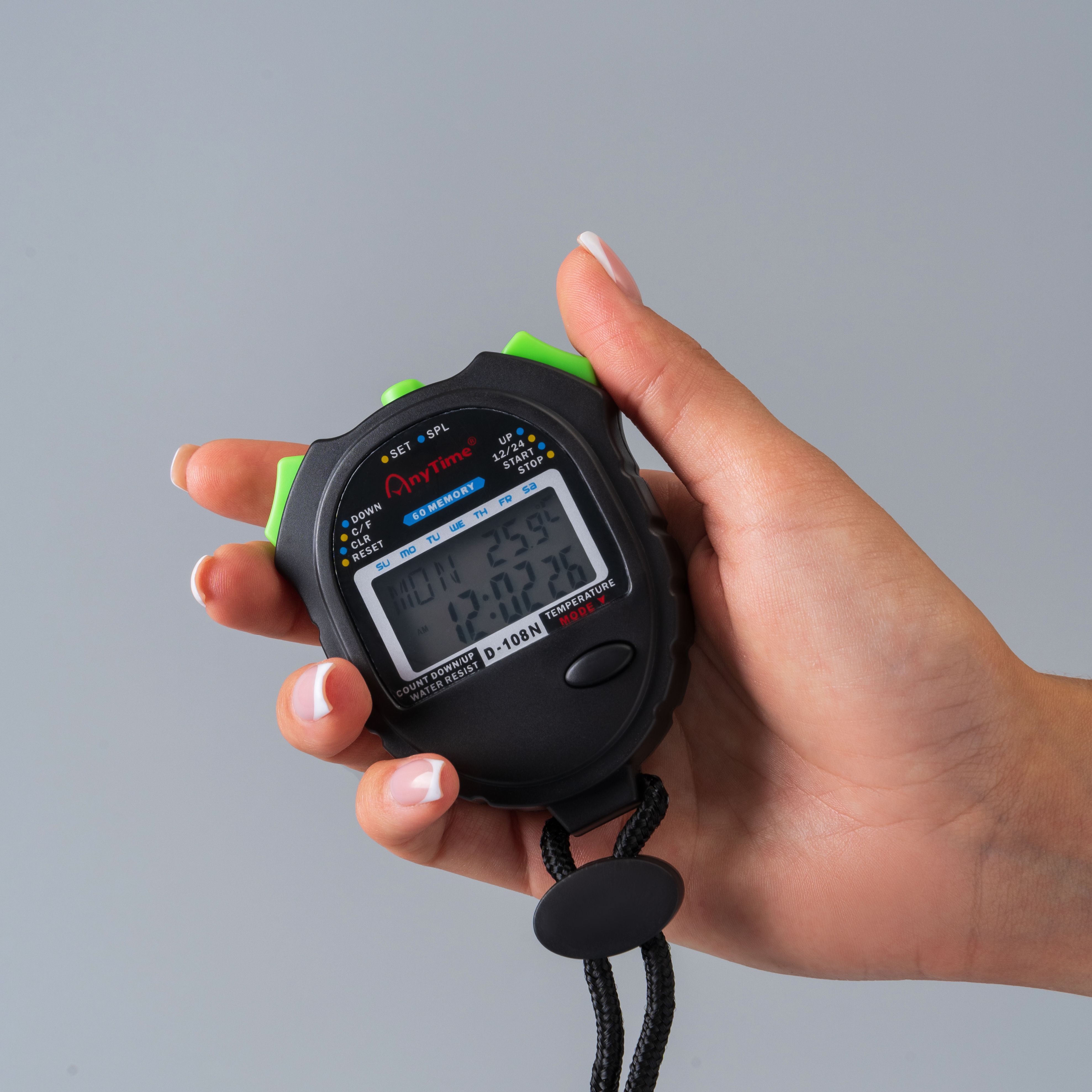 Секундомер, 10 отсечек, цвет черный