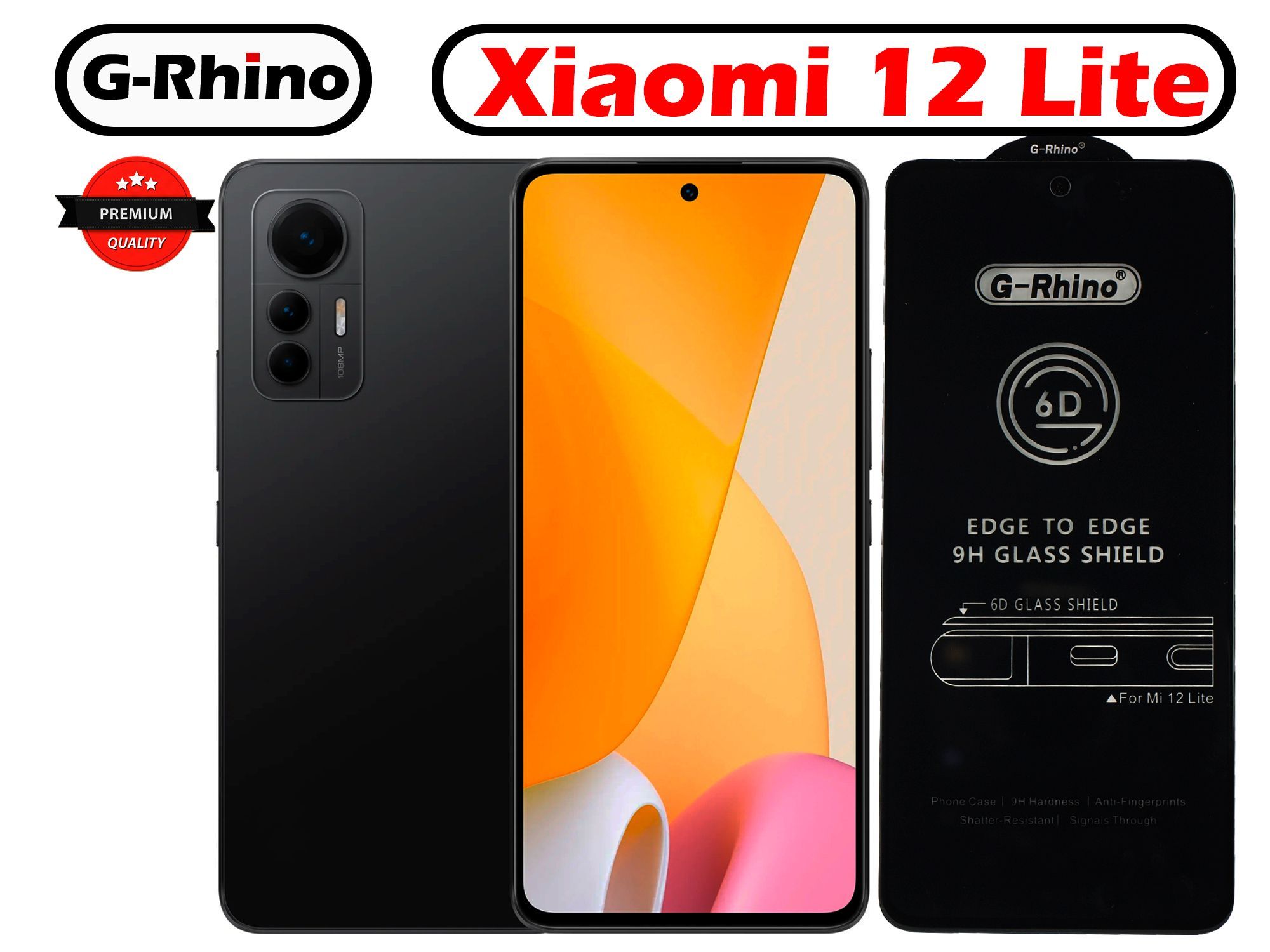 Защитное стекло G-Rhino для Xiaomi 12 Lite / Закаленная прозрачная защита  9H на экран для смартфона Ксиаоми 12 лайт/ Противоударная бронь на дисплей  телефона Сяо Ми 12 лайт от падений - купить