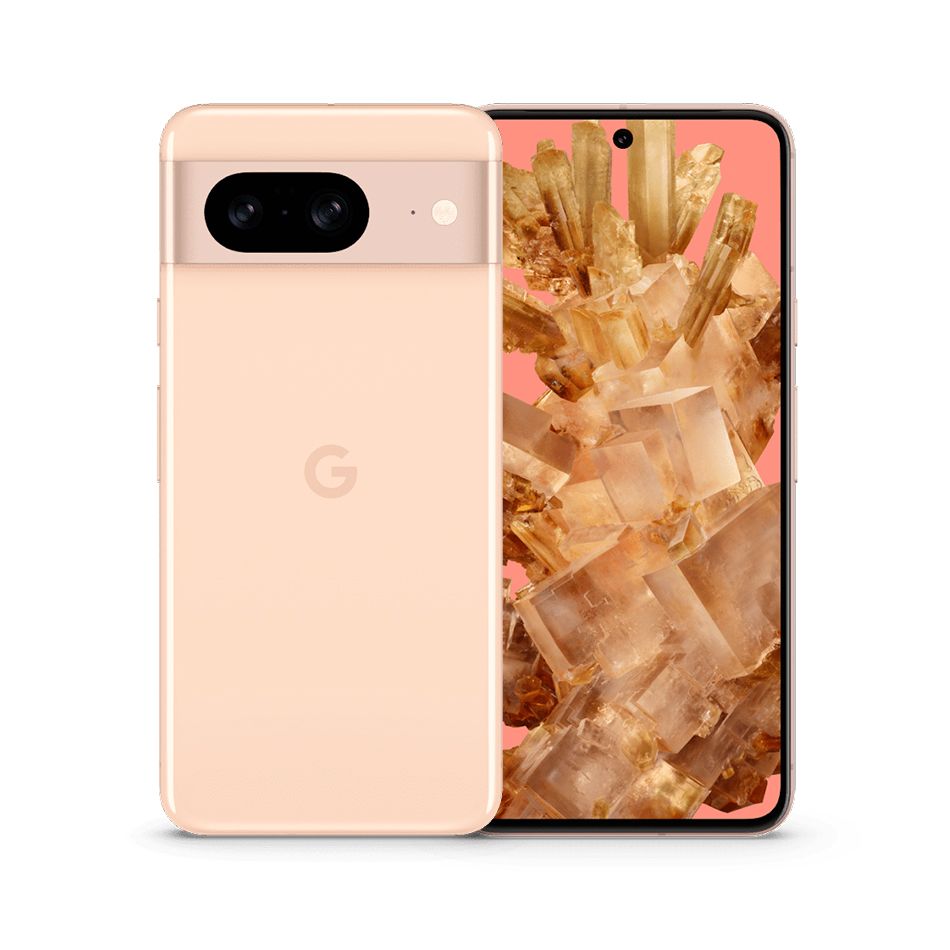 GoogleСмартфонPixel85GNFC6,2"120Гцсветодиодныйполныйдисплей50-мегапиксельнаякамеразаднеговидаGoogleTensorG3Аккумуляторемкостью4575мАч8/128ГБ,розовый