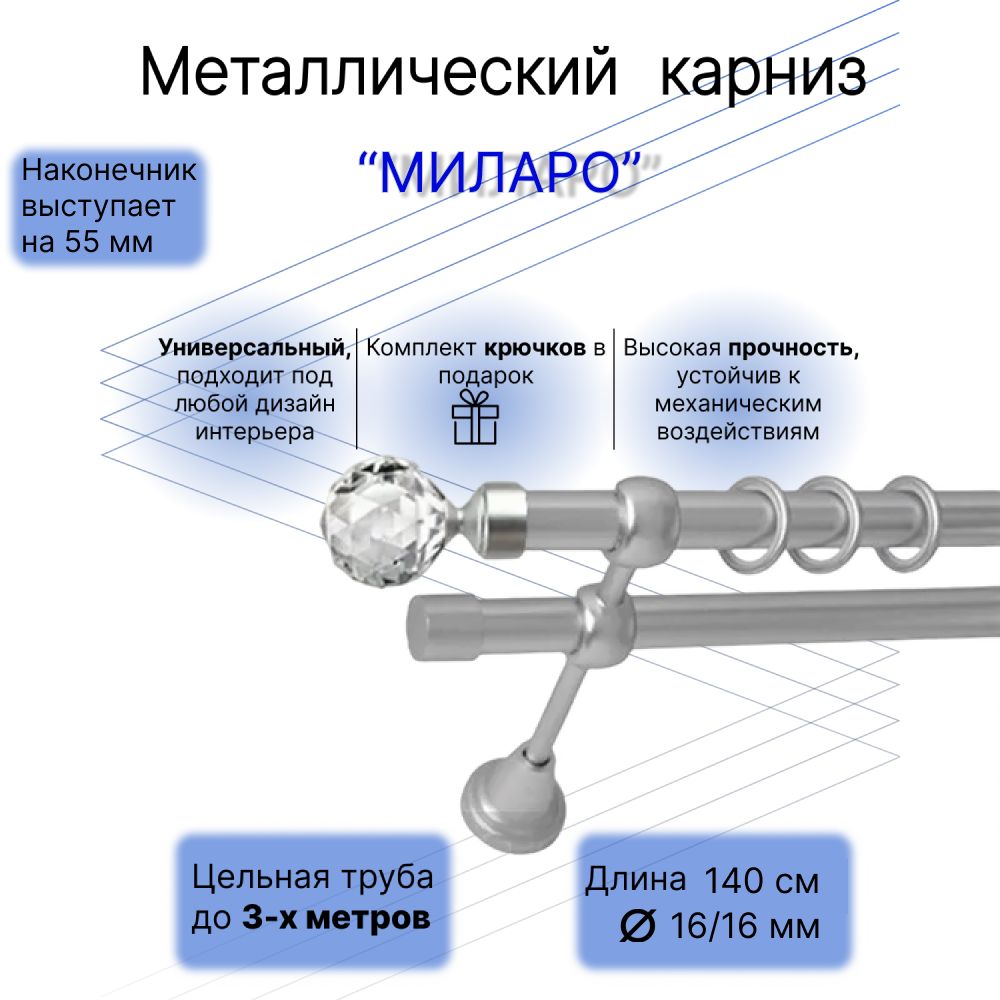 Карниздляштордвухрядный,настенный,кованый,металлический,прямой,Миларо