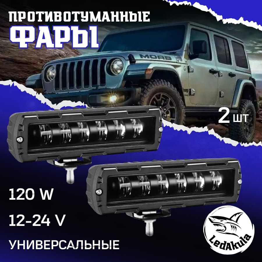 LedAkula Прожектор автомобильный, Светодиодная, 2 шт., арт. G-W09