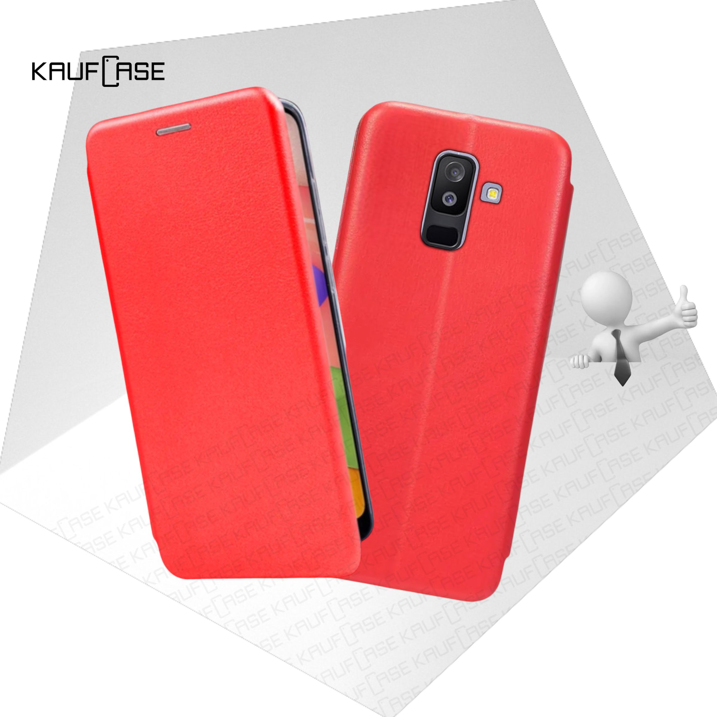 Чехол книжка KaufCase для телефона Samsung A6+ 2018 /J8 (A605 /J810) (6"), красный. Трансфомер