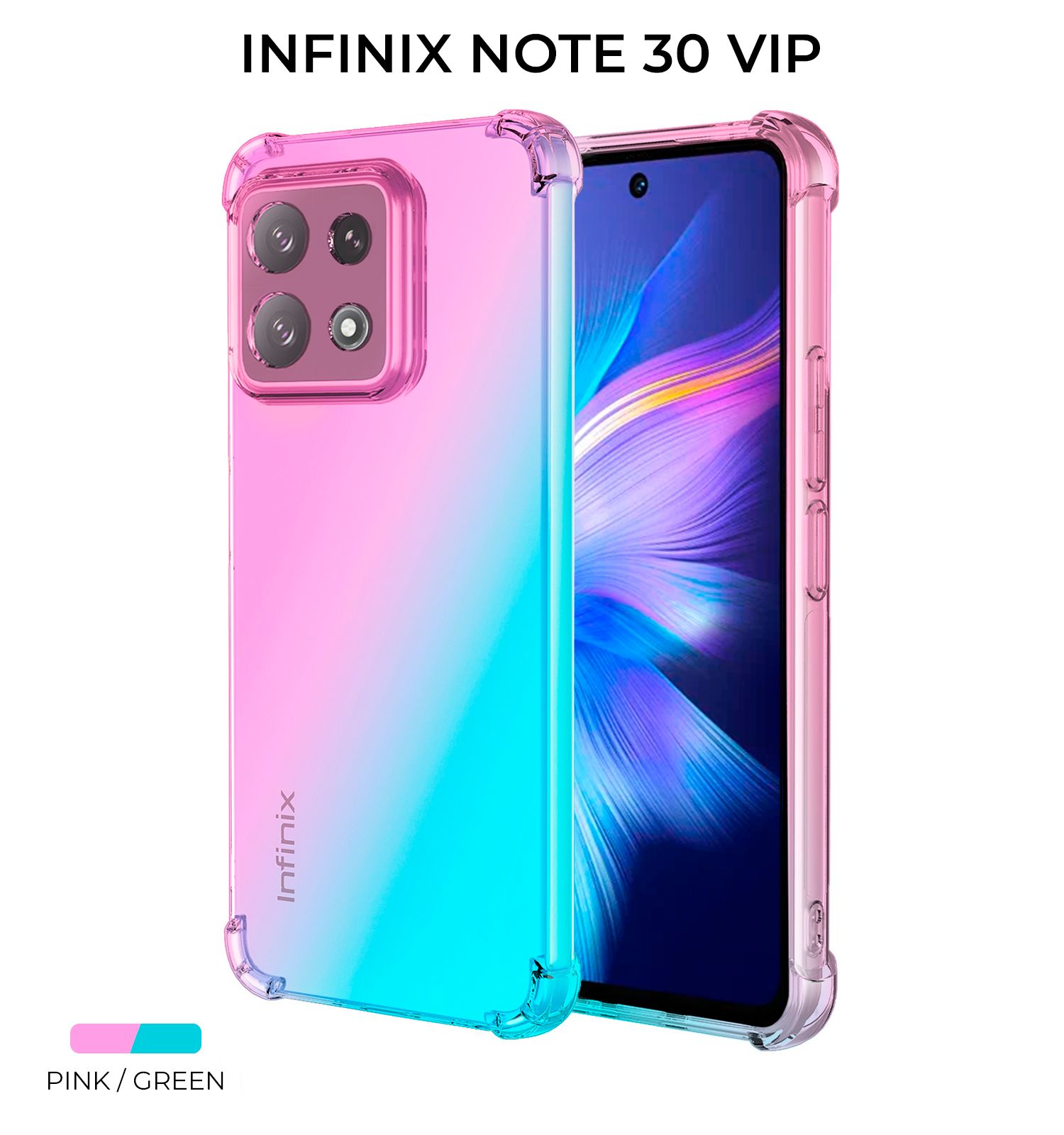 Силиконовый чехол для Infinix Note 30 VIP Krieger Mix 1.5мм противоударный  Розово Зеленый - купить с доставкой по выгодным ценам в интернет-магазине  OZON (1317268236)