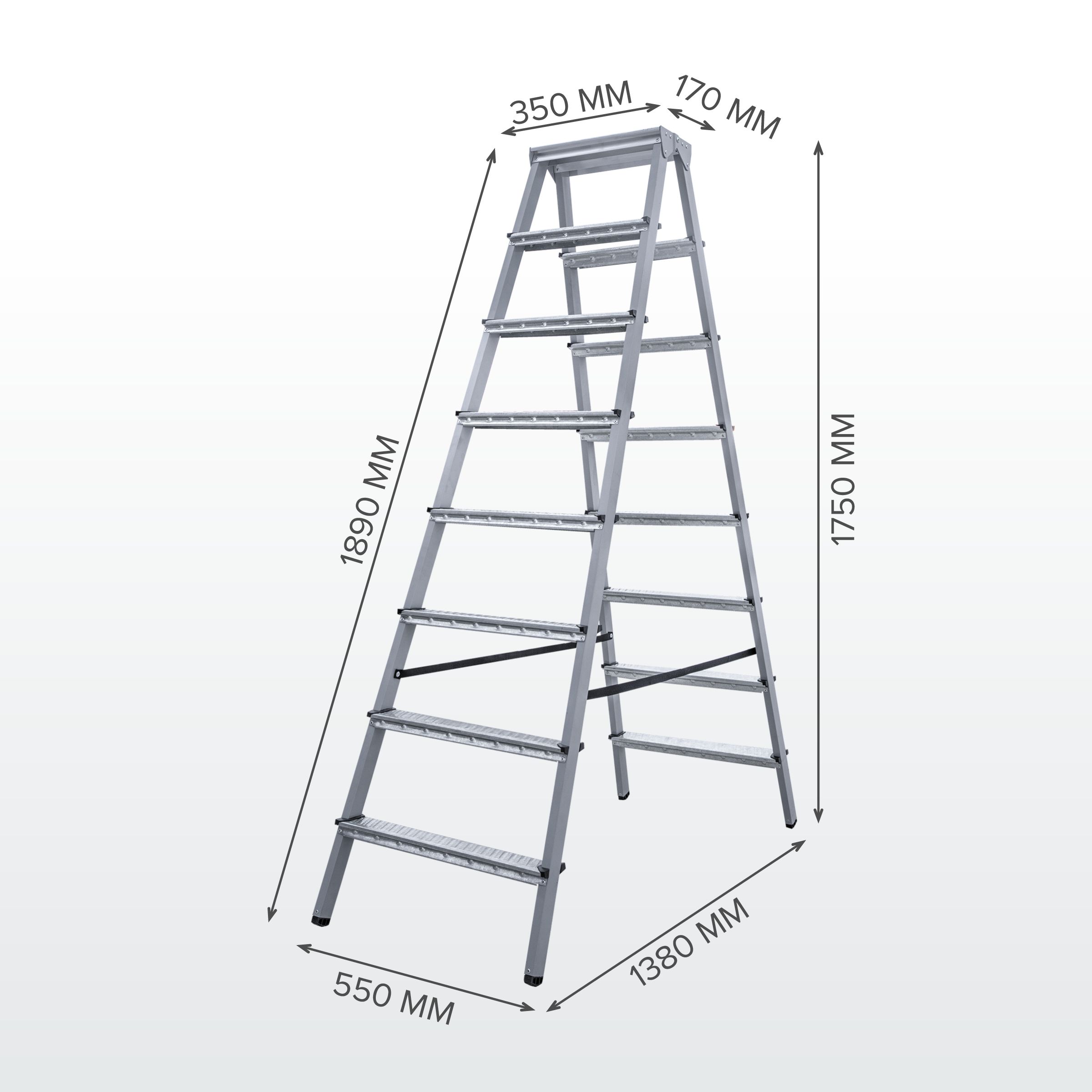 Стремянка стальная 2x8 двухсторонняя Новая Высота NV1160.