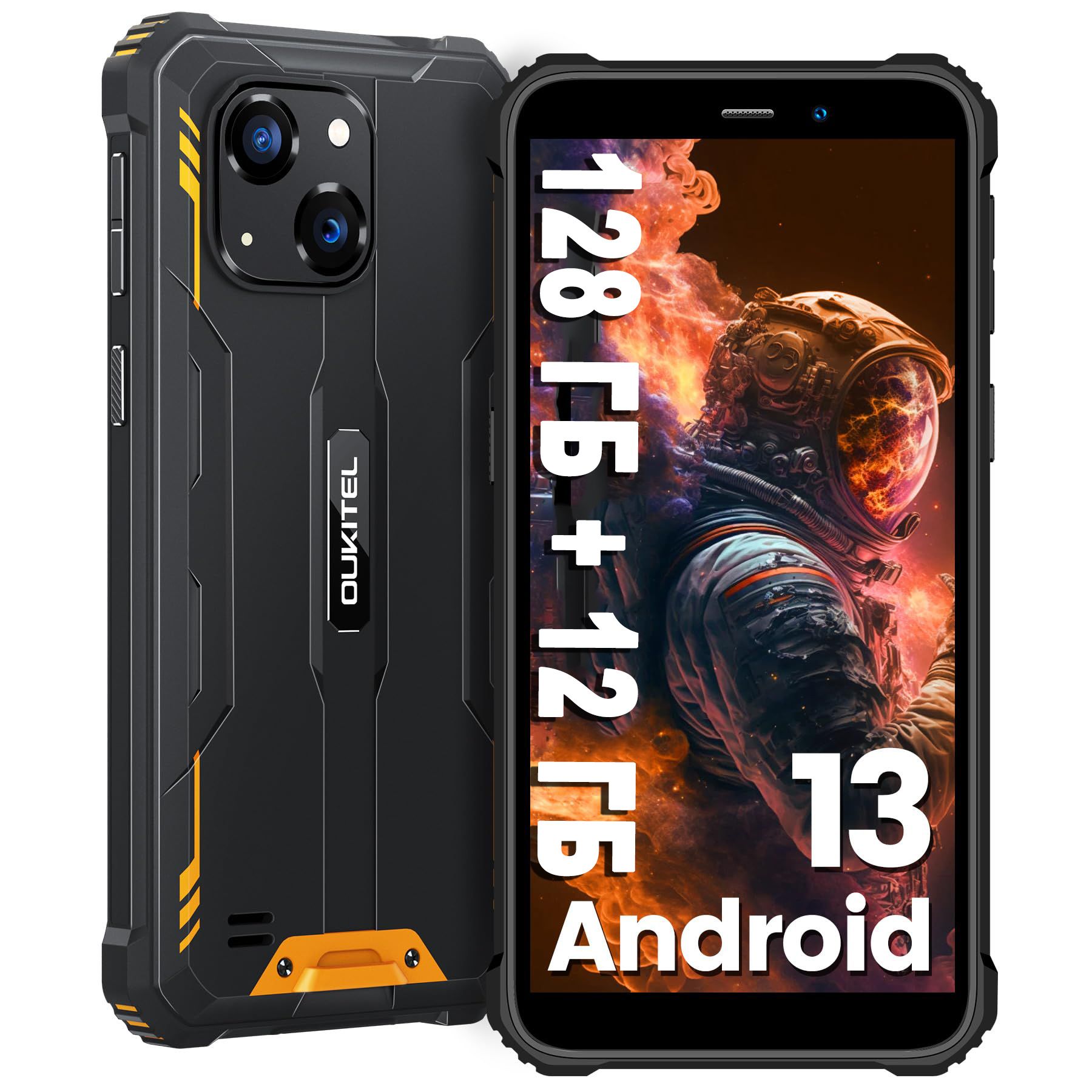 Oukitel Смартфон wp32 12 ГБ + 128 ГБ (с возможностью расширения на 1 ТБ)  5,93-дюймовый HD, поддержка NFC, 4G dual SIM dual standby 4/128 ГБ,  оранжевый