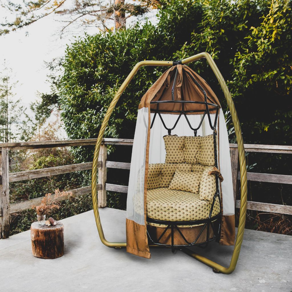 Качели садовые Царская Карусель золото, 1 местные, 51 труба, нагрузка 150кг, для дома, дачи, улицы