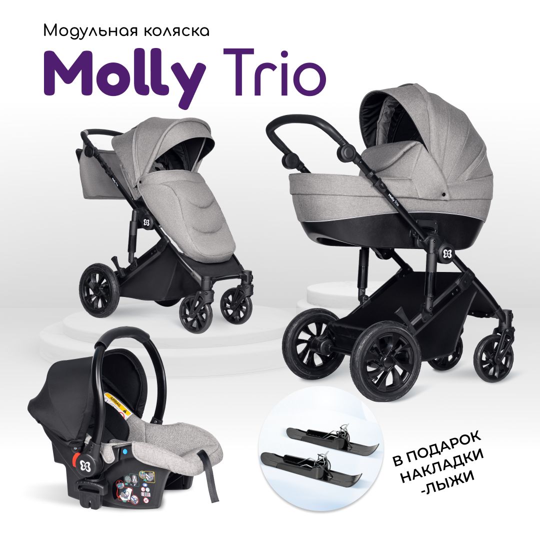 Коляска для новорожденных 3 в 1 Farfello Molly Trio, с автокреслом 0+,  прогулочная до 3-х лет - купить с доставкой по выгодным ценам в  интернет-магазине OZON (1336730252)