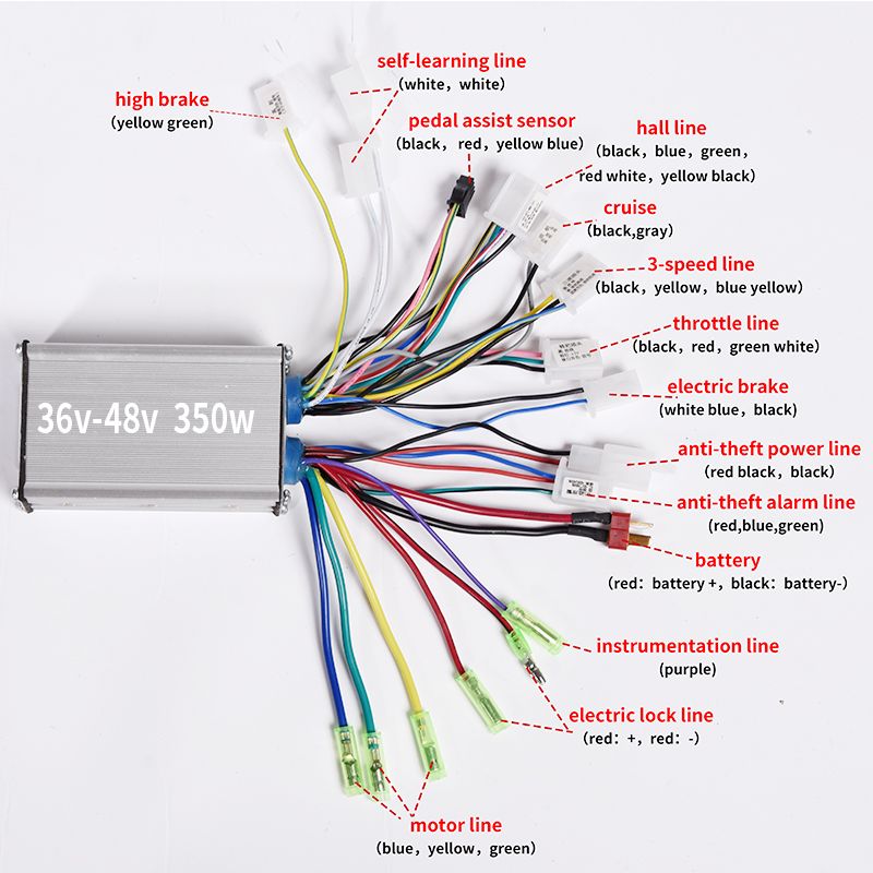 Распиновка контроллера электровелосипеда Электрический велосипедный контроллер350 Вт - купить с доставкой по выгодным цен