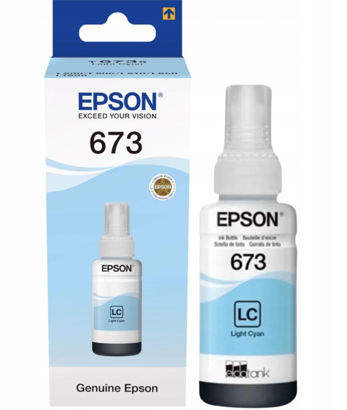 EpsonЧернилаЧернилаEpson673,70мл,светло-голубой,дляEpsonL800/L805/L810/L850/L1800C13T67354A+Большойсрокгодности,оригинал,Светло-голубой(lightcyan),1шт