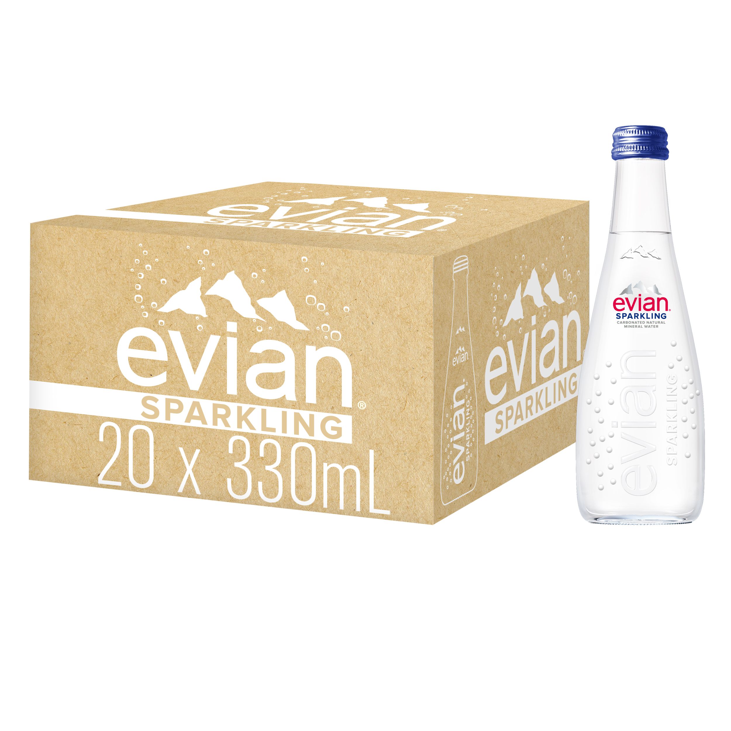 Evian (Эвиан) 0.33л СТЕКЛО, минеральная природная вода, газированная, 20 шт.