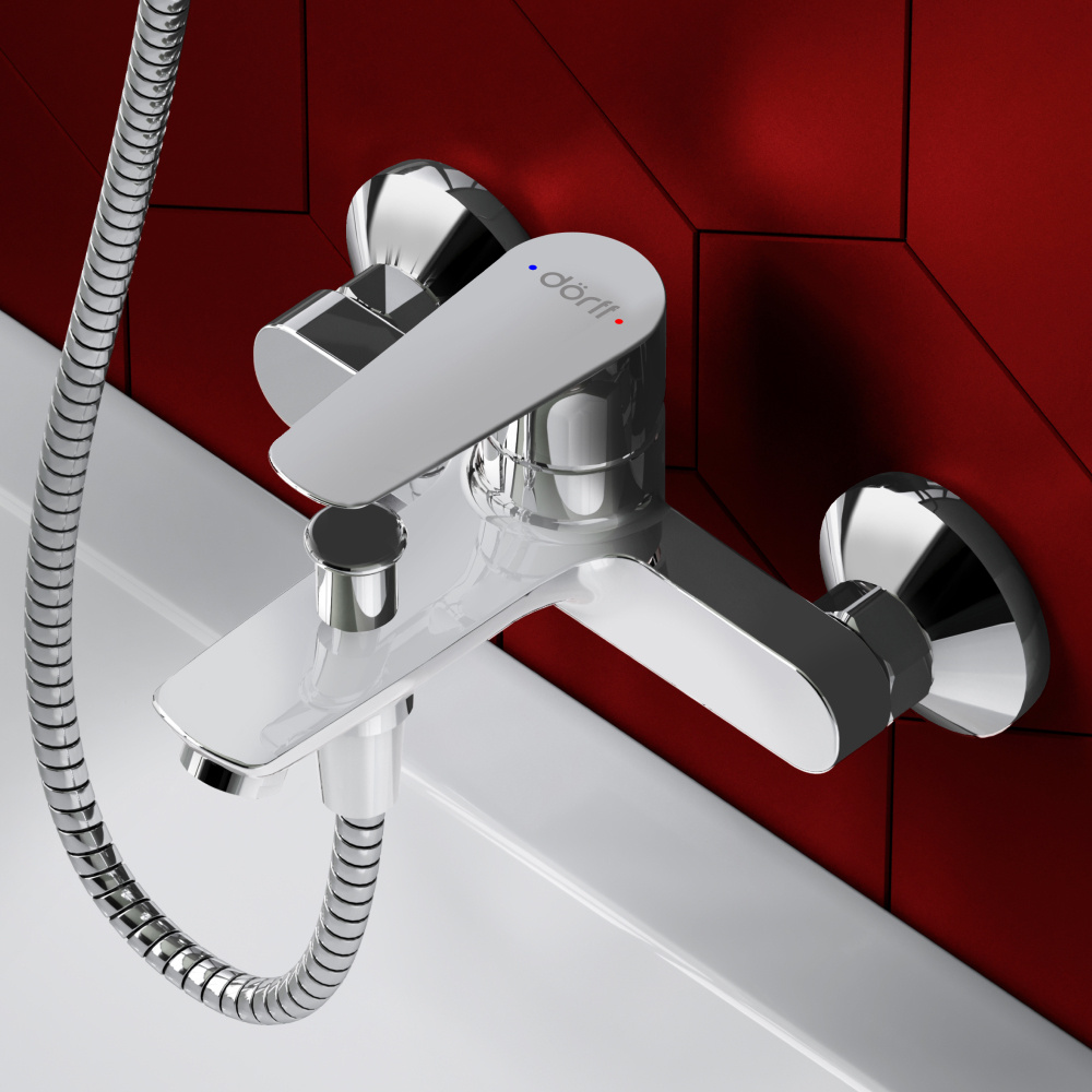 Смеситель для ванны и душа Dorff Prime new D4011000 излив 165 мм, переключатель на душ с фиксацией, керамический #1