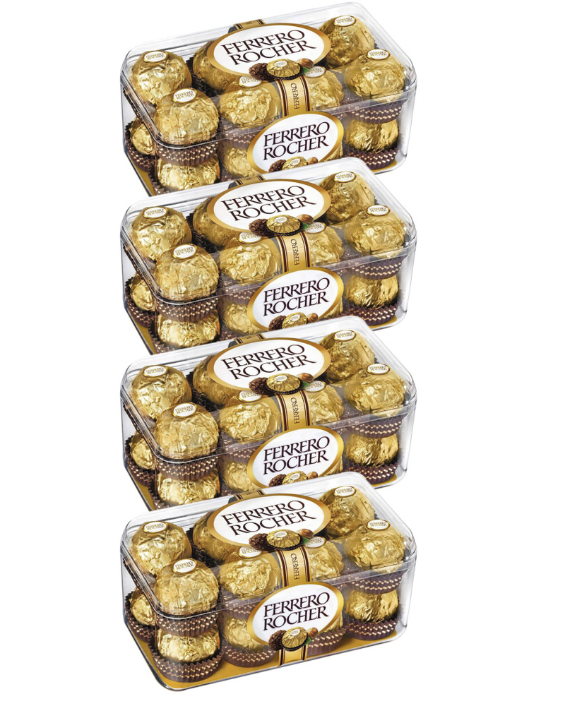 Конфеты Ferrero Rocher 200г х 4шт/ Конфеты Ферреро Роше из молочного шоколада с начинкой из крема и лесного #1