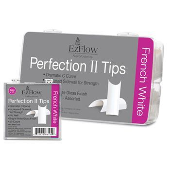 EzFlow Perfection II Nail Tips - French White, 50 шт. - белые французские типсы № 10,  #1