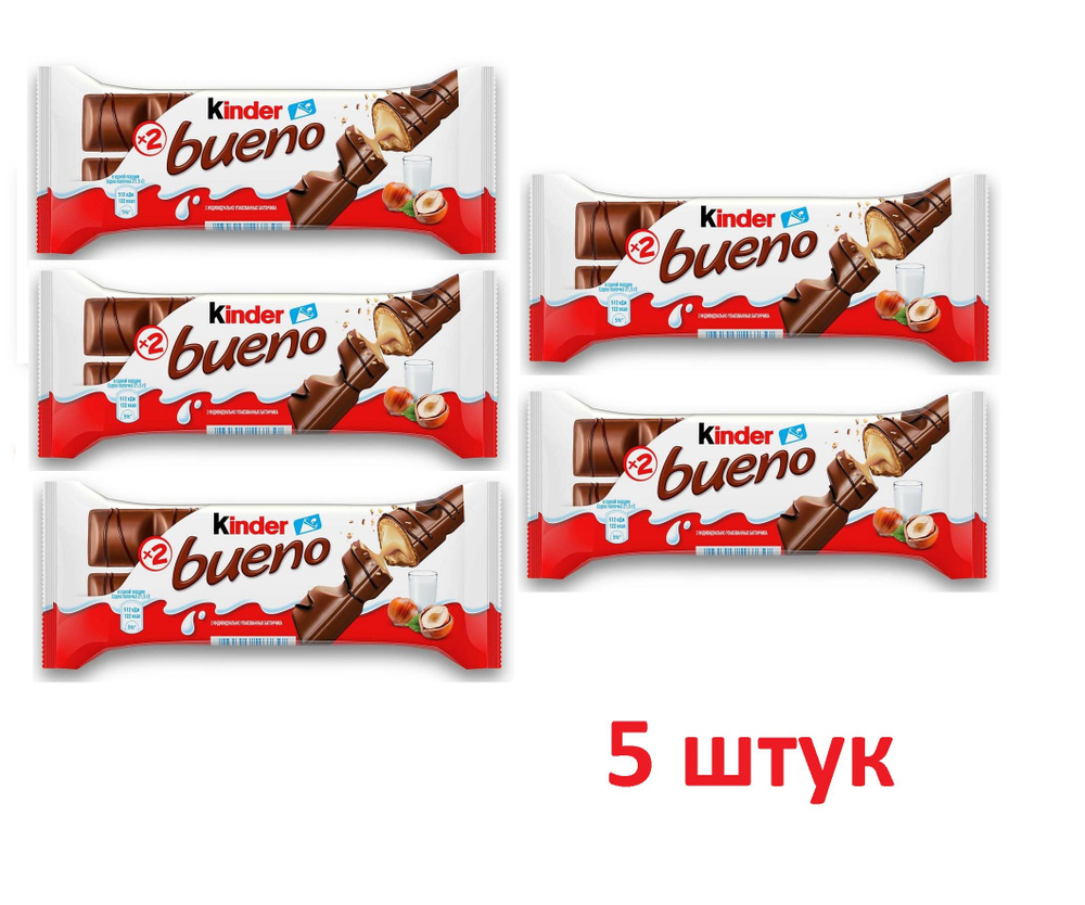 Вафли Kinder Bueno, в молочном шоколаде, 5 шт по 43 г #1