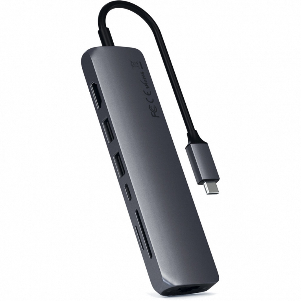 Переходник Satechi Type-C Slim Multi-port with Ethernet Adapter Серый ...