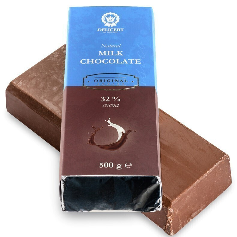 Молочный шоколад 32% Delicert плитка, 500 гр #1