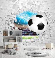 Фотообои Dekor Vinil &#34;3D Футбол&#34; 300х260 см. /Детские фотообои /Фотообои для мальчиков /Фотообои спорт. Спонсорские товары