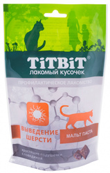 Лакомство для кошек TiTBiT 60 гр, хрустящие подушечки с говядиной для выведения шерсти. Хиты продаж