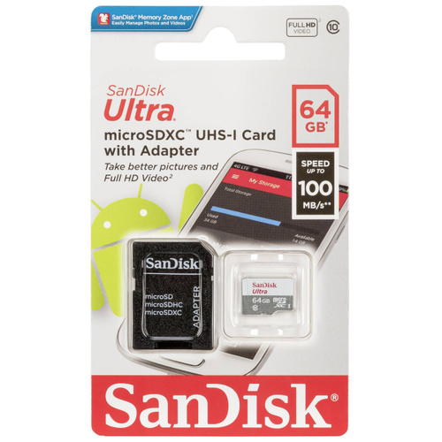 Карта памяти sandisk ultra 64 гб sdsqunr 064g gn3mn