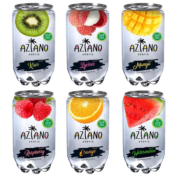 Газированный напиток Aziano микс 6 вкусов по 350мл/Газировка азиано в ...