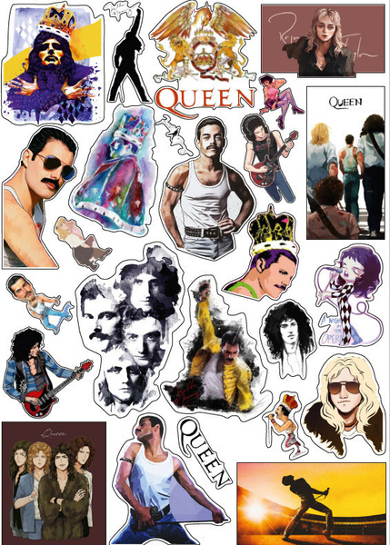 Виниловые наклейки стикеры музыкальная группа Квин (Queen) на листе ...